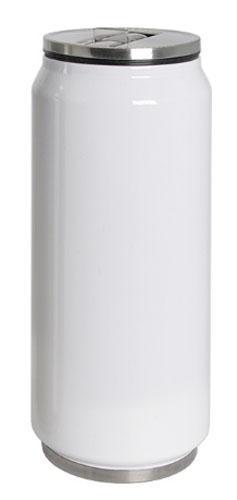 17oz Stainless Steel Cola Can with Straw(White)