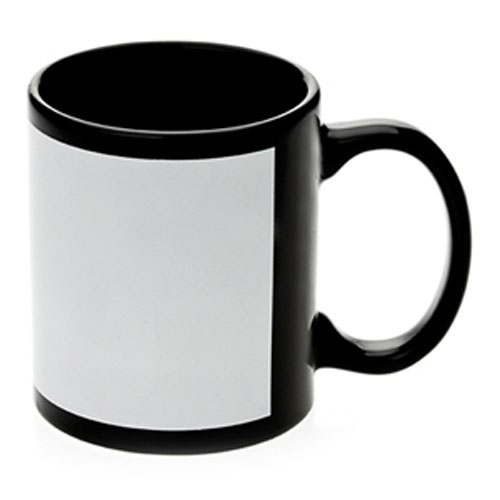 Taza de Cerámica Negra con Ventana Blanca para Sublimar, 11 oz