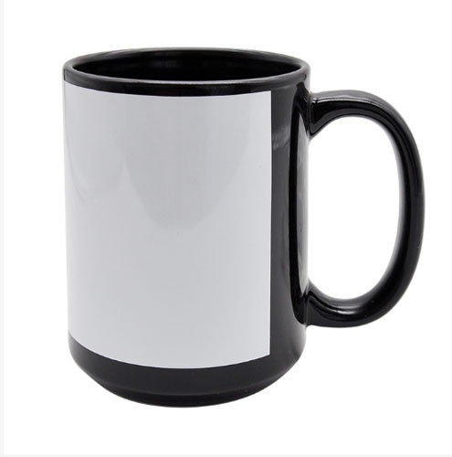 Taza de Cerámica Negra con Ventana Blanca para Sublimar, 15 oz