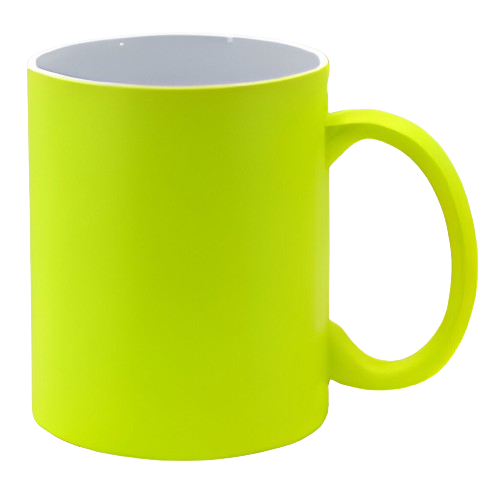 Taza de neón de cerámica de 11 oz, amarillo