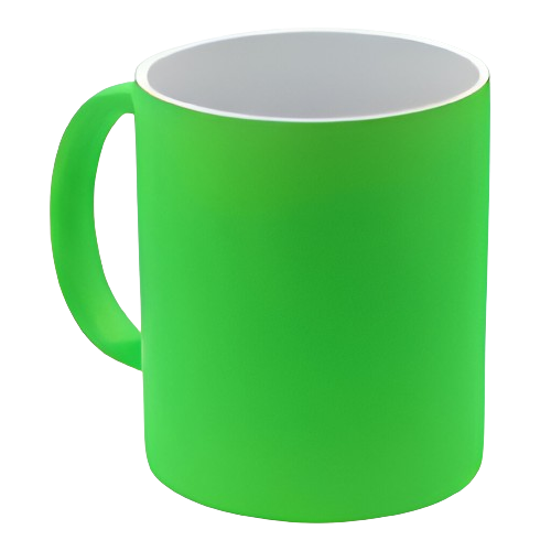 Taza de neón de cerámica de 11 oz, verde