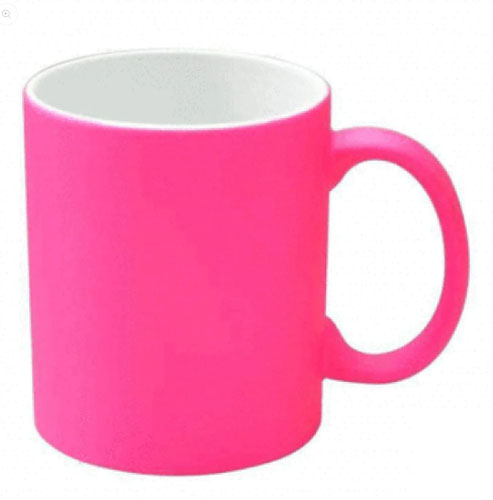 Taza de neón de cerámica de 11 oz, rosa roja